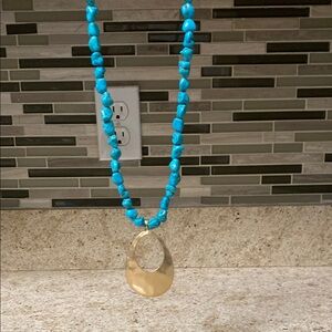Southern Living Turquoise and Gold Necklace with Pendant